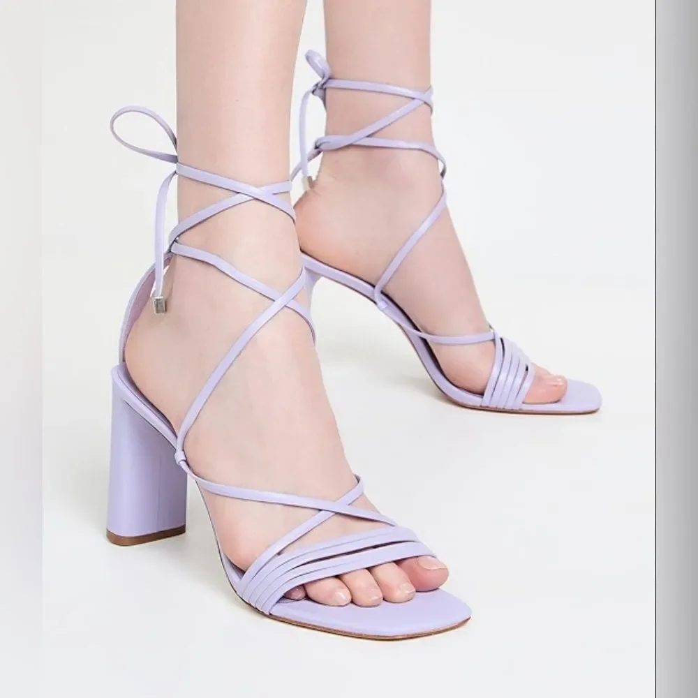 SCHUTZ Glenna Platform Leather Sandal Smokey Grape Purple 3.5” Heel- Size 8